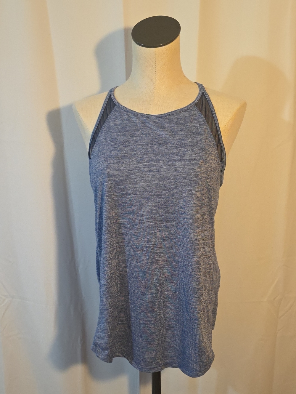 Athletic Works Heathered Blue High Neck Performance Tank